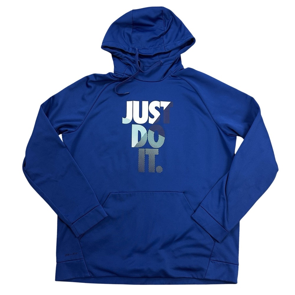 Nike Hoodie Mens Extra Large‎ Black Fleece Lined Dri-Fit Pullover Sweatshirt